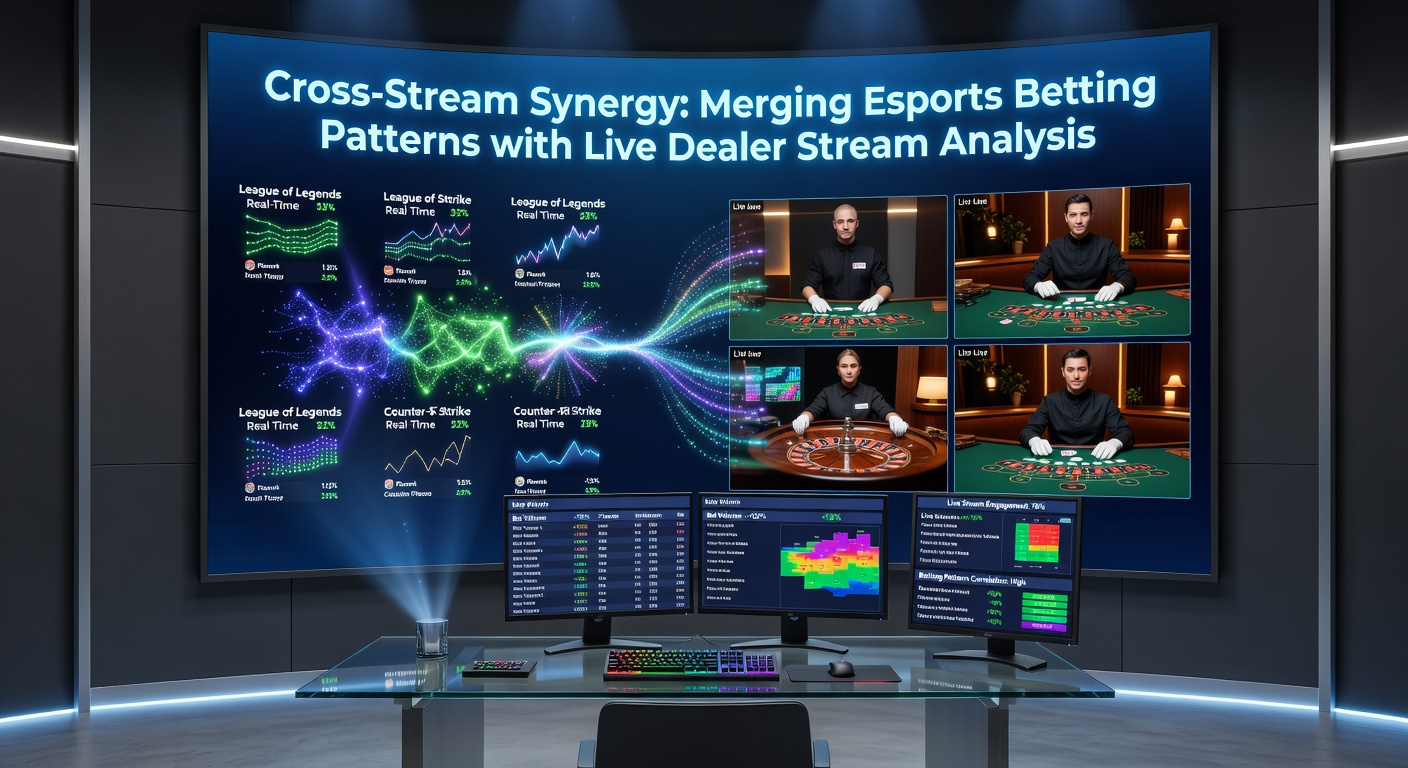 Split-screen view showing esports match highlights alongside a live dealer roulette table from a streaming platform, illustrating cross-stream data overlays