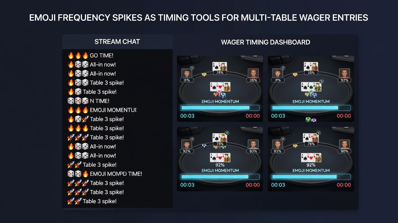 Data visualization of emoji frequency spikes aligned with wager entry timestamps across multiple tables