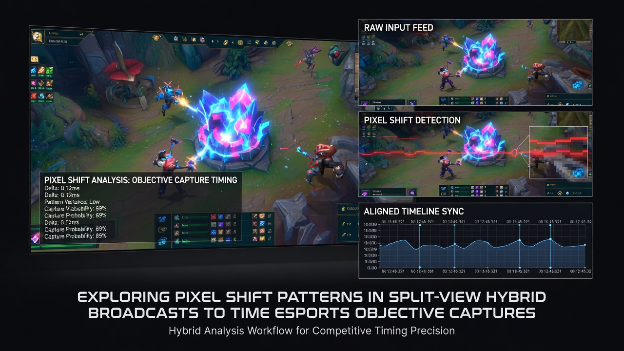 Detailed pixel shift heatmap overlaid on hybrid broadcast frames for timing synchronization