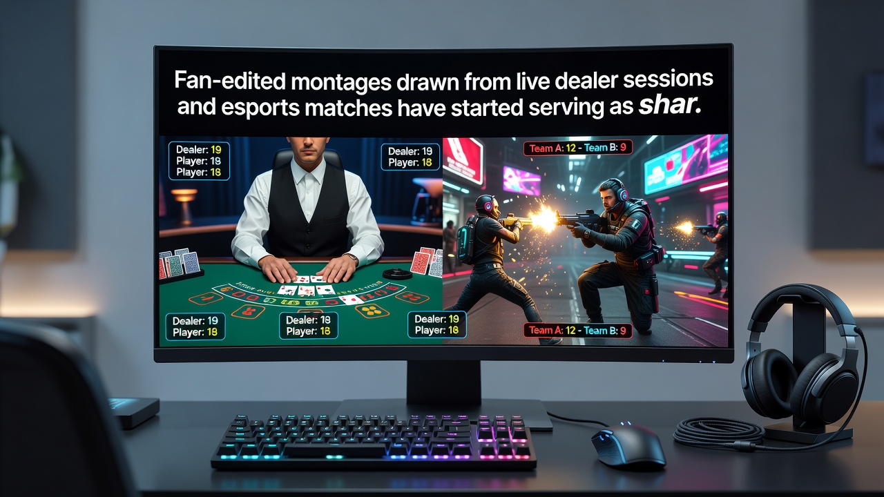 Side-by-side comparison frames from fan montages illustrating timing alignment between live dealer reveals and esports objective captures