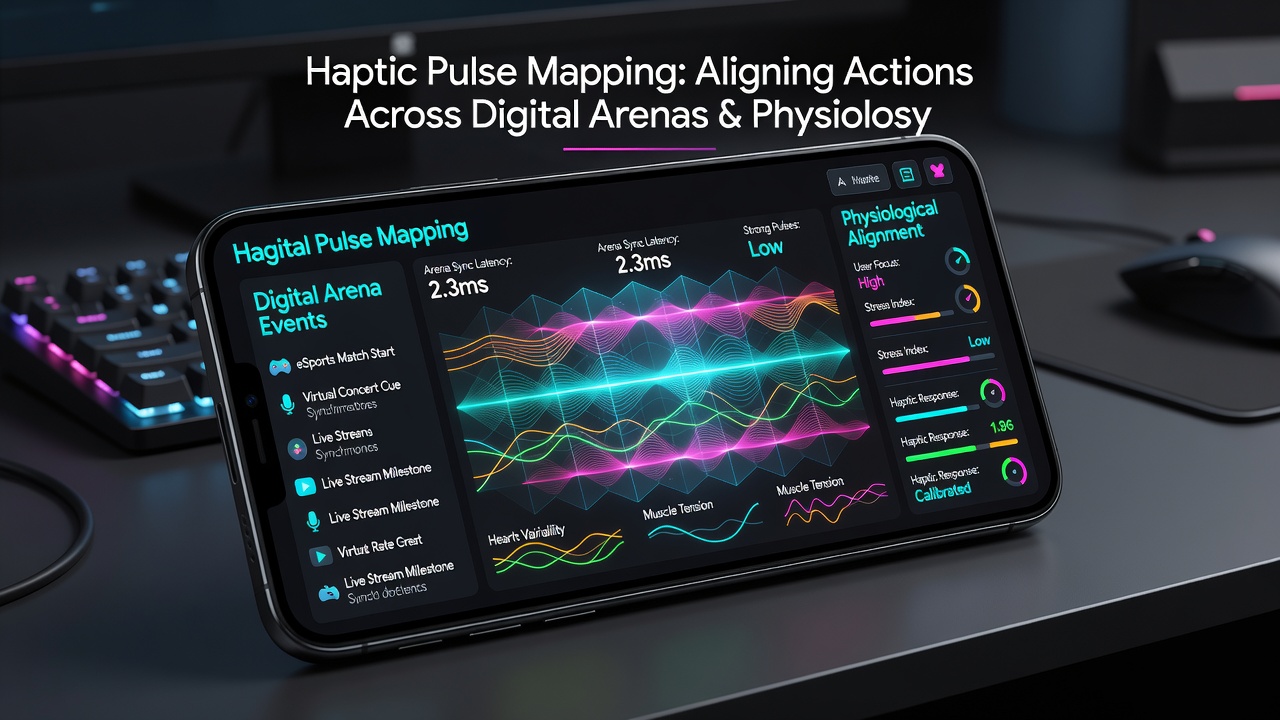 Close-up of haptic feedback patterns visualized on mobile screen during hybrid gaming synchronization