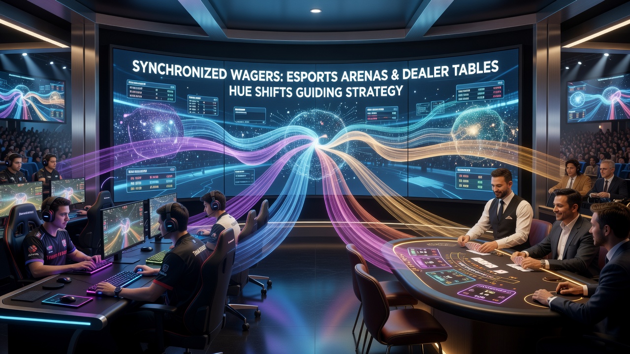 Live stream overlay displaying hue shifts during synchronized esports and casino betting sessions