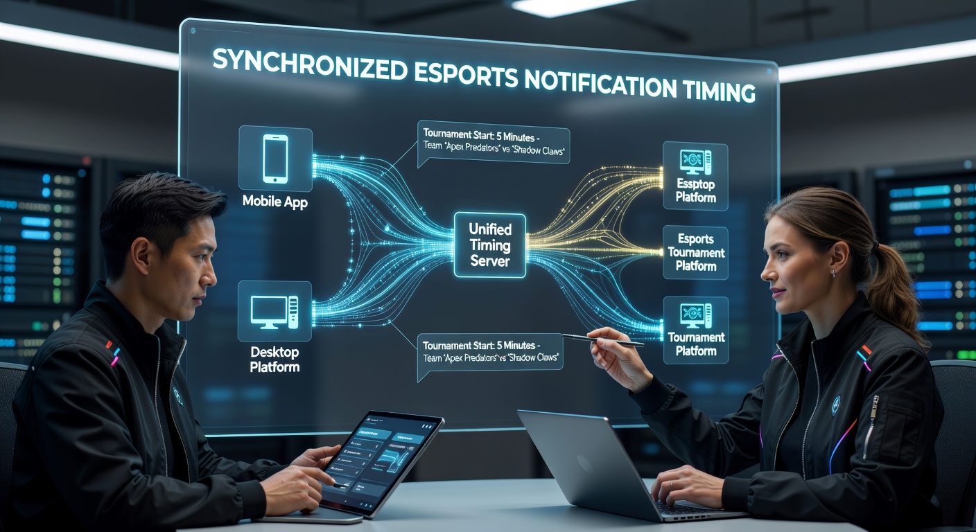 Diagram depicting data flow between esports APIs, live dealer systems, and synchronized notification servers