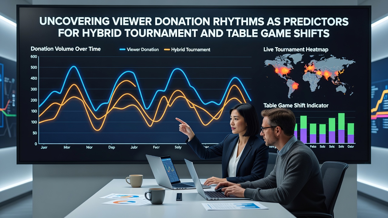 Analytics overlay showing donation velocity graphs synchronized with tournament and table game transition markers