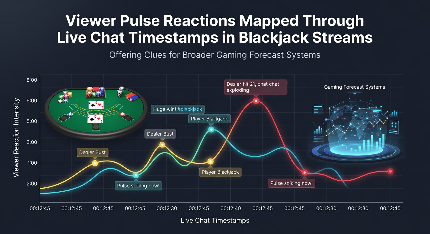 Screenshot of live blackjack stream chat with timestamp markers highlighting viewer reaction spikes during key gameplay moments