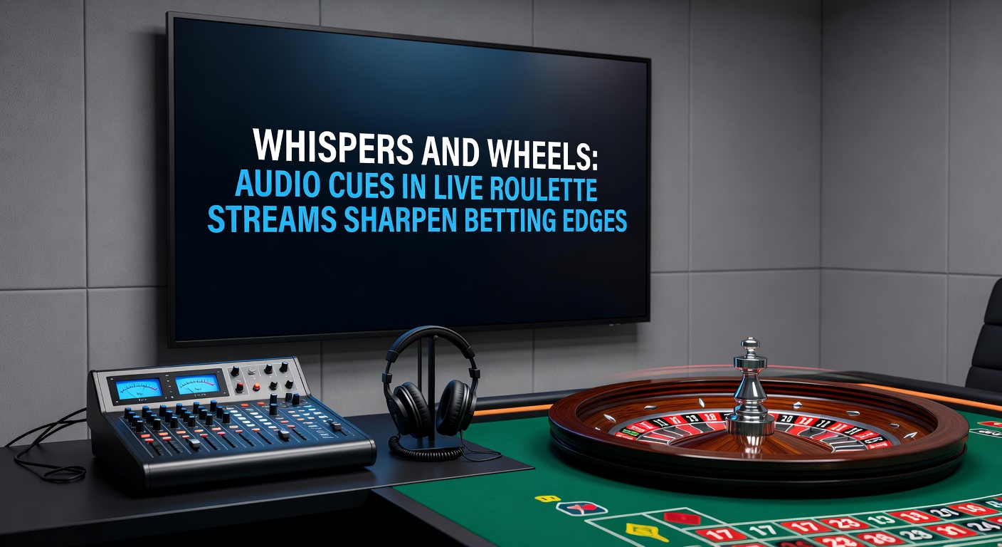 Audio waveform visualization from a live roulette stream, showing peaks from wheel spin, ball drop, and dealer voice overlaid on a betting interface
